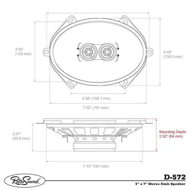 Alt view image 3 of 3 - D-572 5" x 7" Replacement Dash Speaker for Classic Vehicles