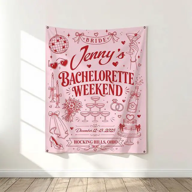 Alt view image 5 of 7 - Personalized Bachelorette Weekend Banner Backdrop Custom Name Bride To Be Disco Nashville Bach Party Photo Backdrop Bridal Shower Hen Party Girls Night Bride Tribe Last Dance Pink Decor Sign Wall Art