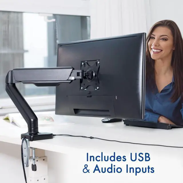 Alt view image 2 of 7 - Spring LCD Monitor Arm with USB and Multimedia Ports for: Dell 27-inch USB-C Monitor S2723HC - Full HD (1920 x 1080 Display, 75Hz Refresh Rate, 4MS