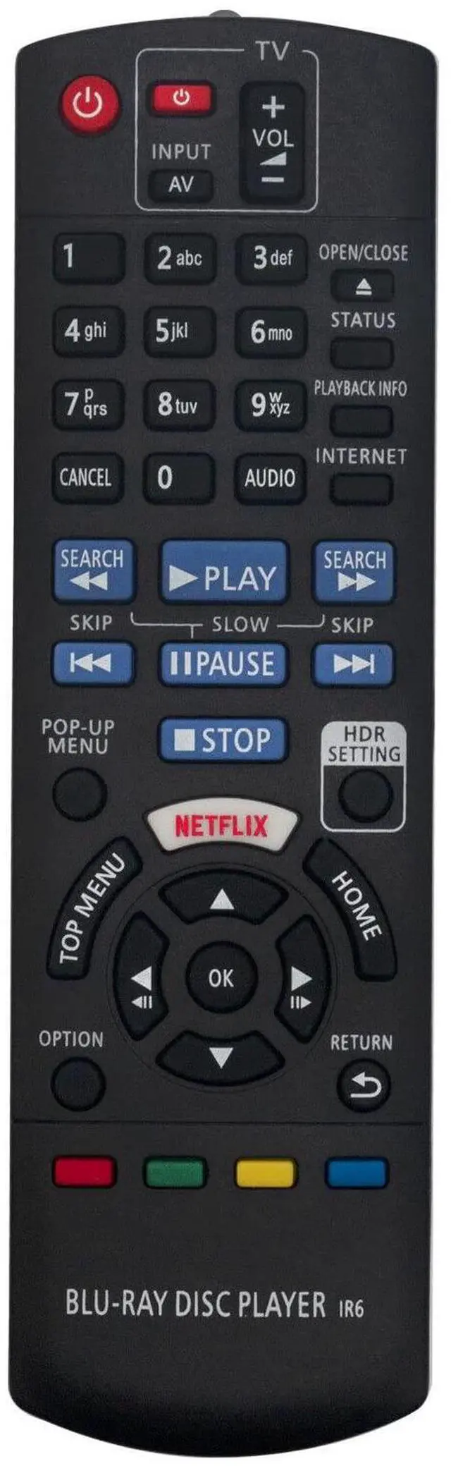 Main image of Replacement Remote Control Controller for Panasonic DP-UB420 DP-UB420-K Streaming 4K Blu Ray Player