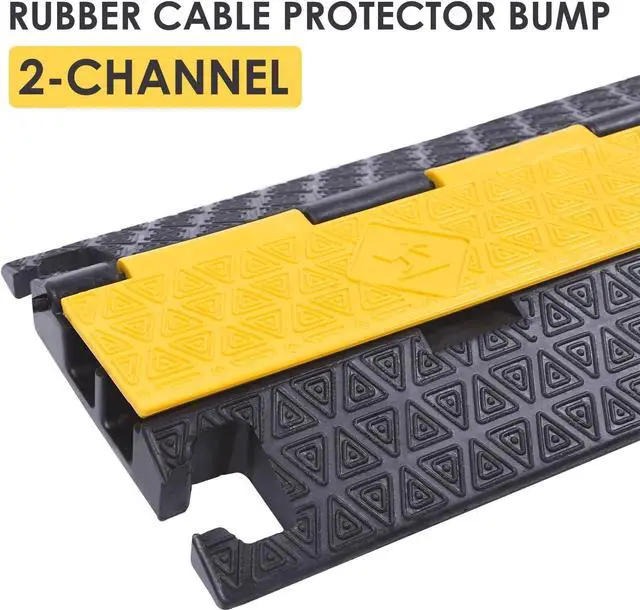 Alt view image 3 of 7 - 4-Pack Rubber Cable Protector Ramp 2-Channel | Heavy-Duty Floor Cord Cover for Driveway, Warehouse, Events - 22,000 lbs Load Capacity - Indoor & Outdoor Use