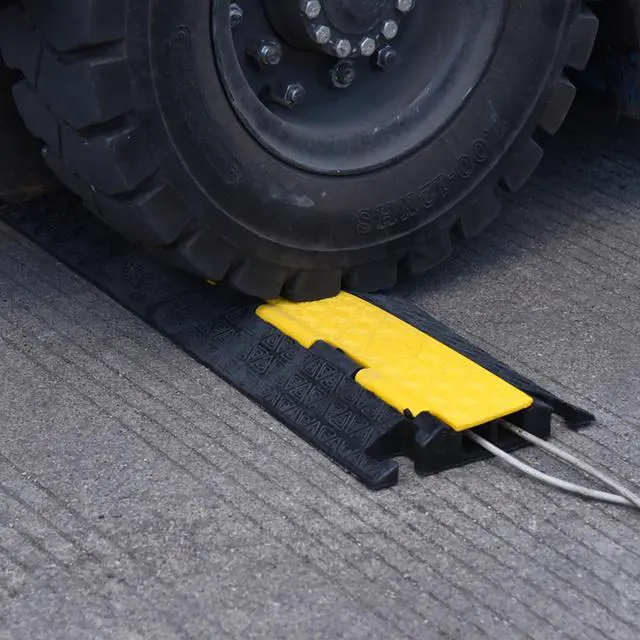 Alt view image 7 of 7 - 4-Pack Rubber Cable Protector Ramp 2-Channel | Heavy-Duty Floor Cord Cover for Driveway, Warehouse, Events - 22,000 lbs Load Capacity - Indoor & Outdoor Use