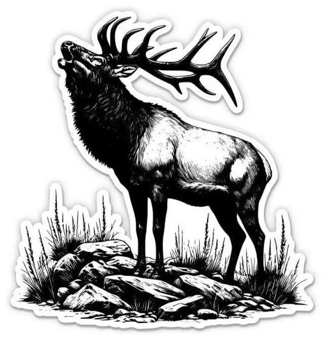 Main image of Elk Sticker - Nature Wildlife Decal - Large - 11 in | For Car, Wall, Indoor or Outdoor, Waterproof