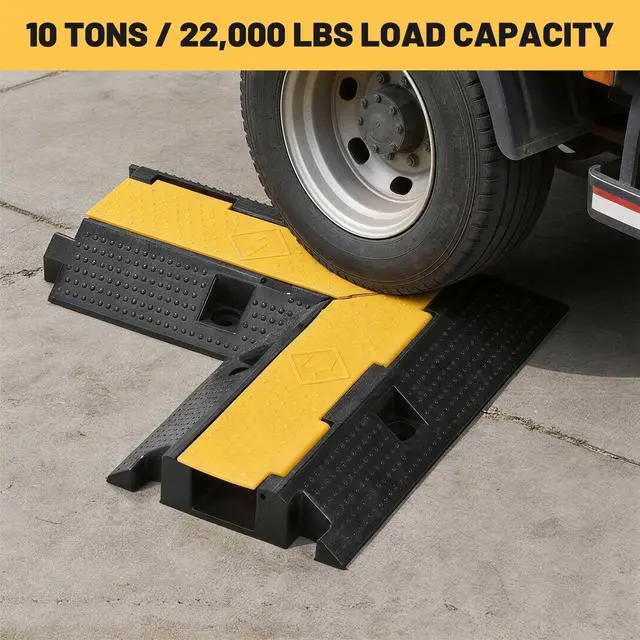 Alt view image 3 of 7 - 90° Left Turn/Right Turn Corner for 1-Channel Cable Protector Ramp, | Heavy Duty Rubber Cord Cover, 22,000 Lbs Load Capacity, Modular Drive Over Hose Protector