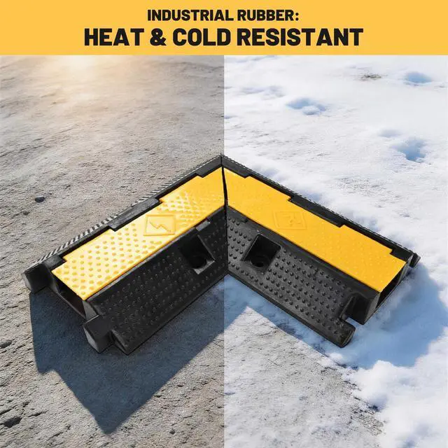 Alt view image 5 of 7 - 90° Left Turn/Right Turn Corner for 1-Channel Cable Protector Ramp, | Heavy Duty Rubber Cord Cover, 22,000 Lbs Load Capacity, Modular Drive Over Hose Protector