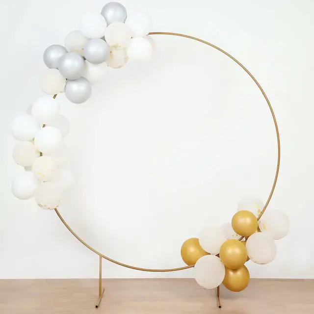 Main image of Efavormart 6.5ft Gold Metal Circle Backdrop Stand, Large Round Balloon and Flower Arch Frame with Stable Base for Wedding Ceremonies and Grand Events