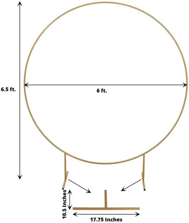 Alt view image 3 of 7 - Efavormart 6.5ft Gold Metal Circle Backdrop Stand, Large Round Balloon and Flower Arch Frame with Stable Base for Wedding Ceremonies and Grand Events