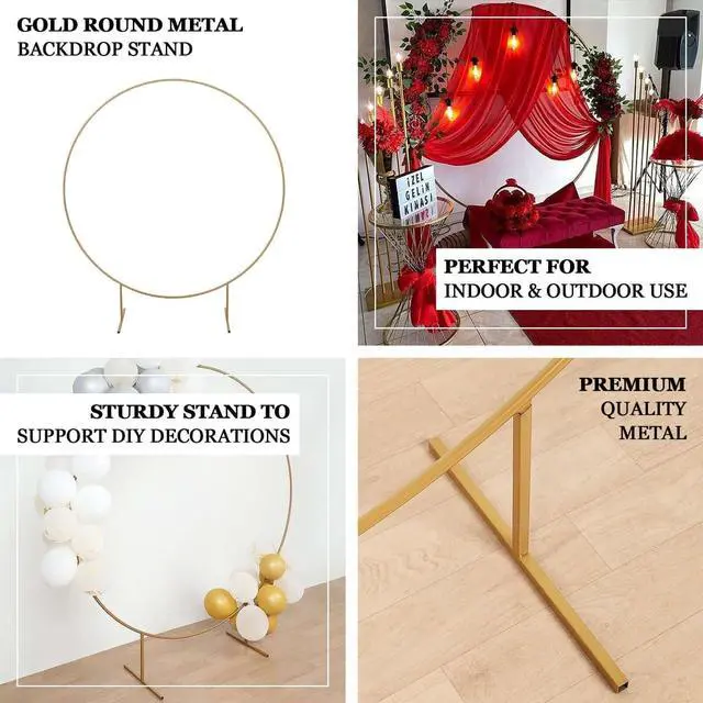 Alt view image 4 of 7 - Efavormart 5ft Gold Metal Balloon Circle, Flower Frame Backdrop Stand, Round Wedding Arch Arbor