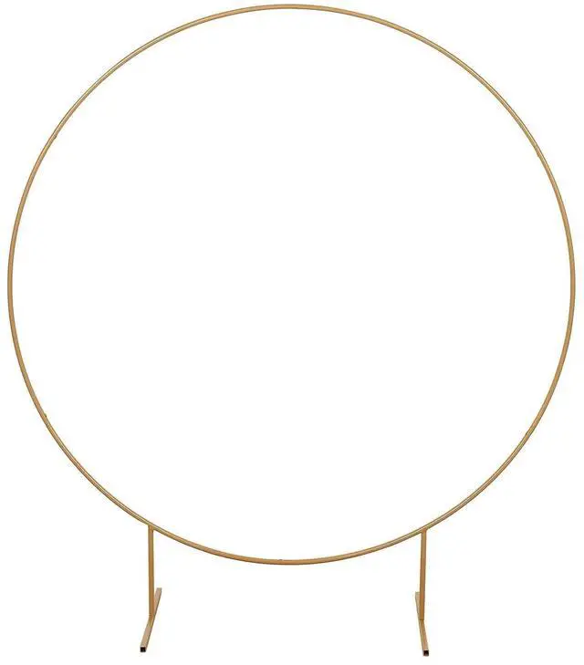 Alt view image 7 of 7 - Efavormart 6.5ft Gold Metal Circle Backdrop Stand, Large Round Balloon and Flower Arch Frame with Stable Base for Wedding Ceremonies and Grand Events