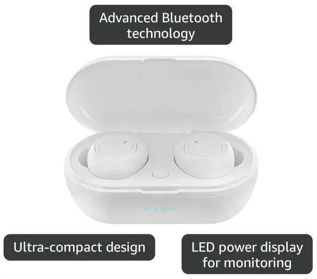 Alt view image 3 of 4 - Ultra-Light Bluetooth Earbuds with LED Display & Bass Acoustic - Perfect for Running, Workouts, White