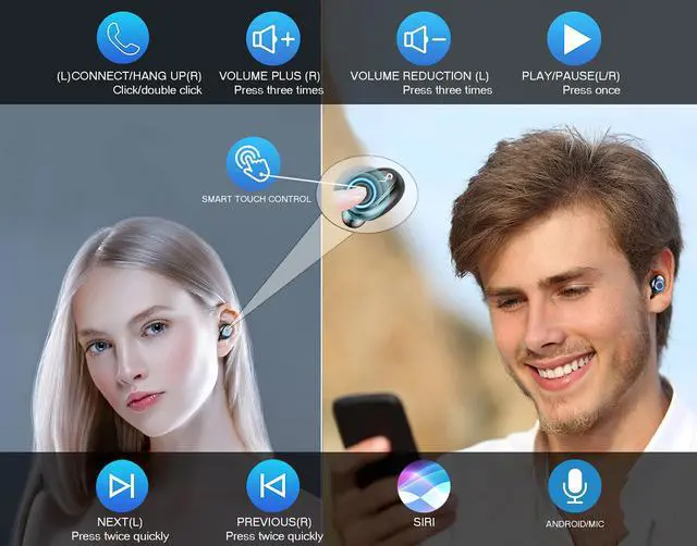 Alt view image 5 of 6 - Wireless V5.3 Bluetooth Earbuds Compatible with Motorola Moto G Stylus 5G (2022) and 2,000Mah PowerBank LED Display, Mic 8D Bass IPX7 Waterproof/Sweatproof