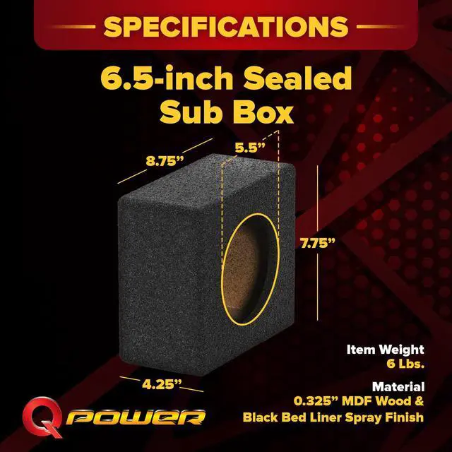 Alt view image 3 of 7 - QPower QBomb QBTW6.5 Single 6.50 Inch Heavy Duty MDF Material Car Audio Speaker Enclosure Boxes with Bedliner Spray Coating Finish, 2 Pack