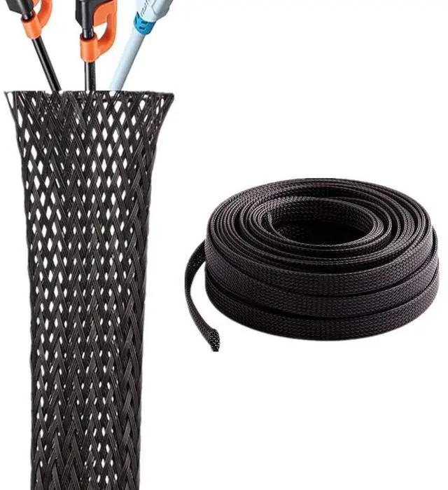 Main image of 1/8 Inch Clean Cut Braided Cable Sleeve-Black-25 Feet