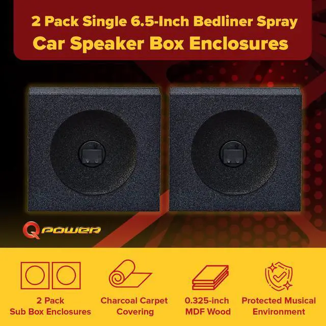 Alt view image 7 of 7 - QPower QBomb QBTW6.5 Single 6.50 Inch Heavy Duty MDF Material Car Audio Speaker Enclosure Boxes with Bedliner Spray Coating Finish, 2 Pack