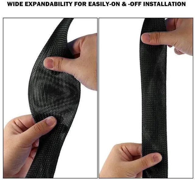 Alt view image 2 of 6 - 1/8 Inch Clean Cut Braided Cable Sleeve-Black-25 Feet