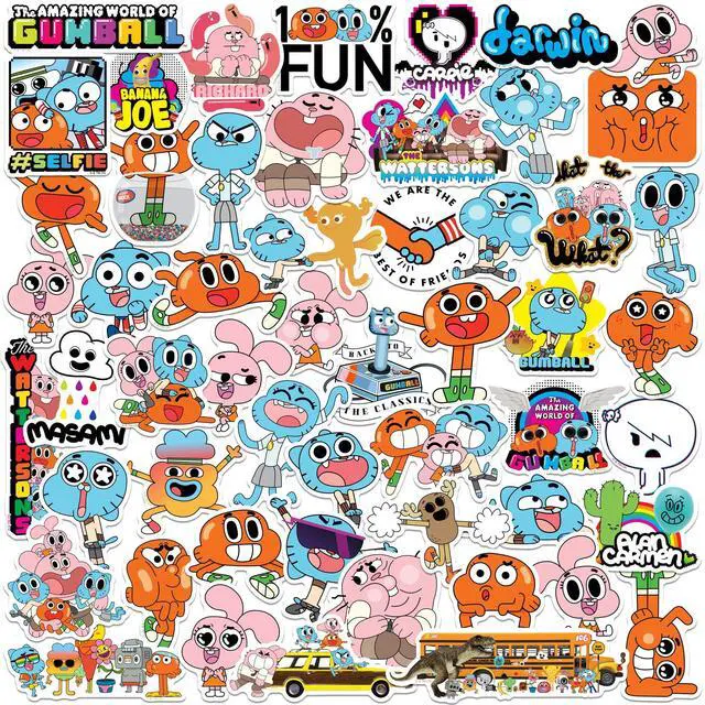 Main image of The Amazing World of Gumball 50 Vinyl Stickers Waterproof Die-Cut Decals
