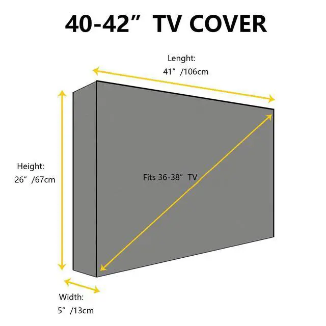 Alt view image 6 of 7 - Mayhour Outdoor TV Cover Heavy duty Waterproof TV Cover Box Black with Bottom Seal Heat Resistant Weatherproof Dustproof Anti UV Outside Television Protector (40-42in)