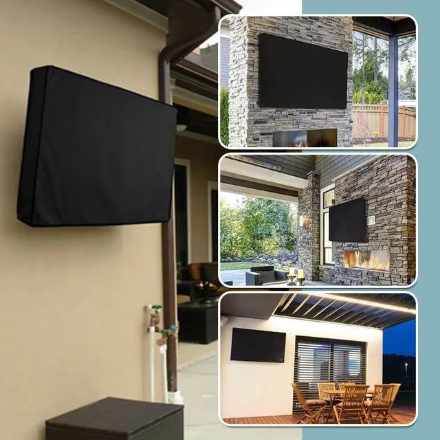 Alt view image 7 of 7 - Mayhour Outdoor TV Cover Heavy duty Waterproof TV Cover Box Black with Bottom Seal Heat Resistant Weatherproof Dustproof Anti UV Outside Television Protector (40-42in)
