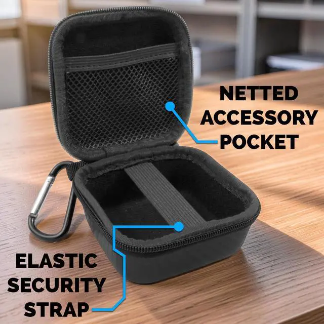 Alt view image 5 of 6 - Hard Carrying Case Compatible with Timekettle W4 Pro AI Interpreter Earbuds - EVA Travel Case with Elastic Strap, Carabiner for Translation Earbuds, Case Only