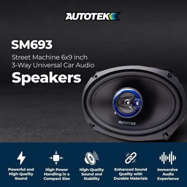 Alt view image 2 of 7 - Street Machine 6x9 Coaxial Speakers, 1 Pair with QPower 2 Pack Angled Style 6x9 Car Speaker Box Enclosure - Audio Equipment for Vehicles