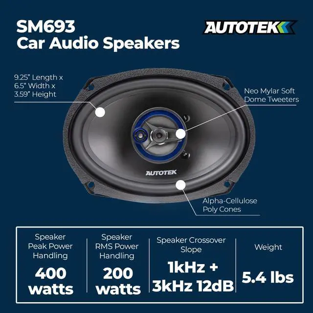 Alt view image 4 of 7 - Street Machine 6x9 Coaxial Speakers, 1 Pair with QPower 2 Pack Angled Style 6x9 Car Speaker Box Enclosure - Audio Equipment for Vehicles