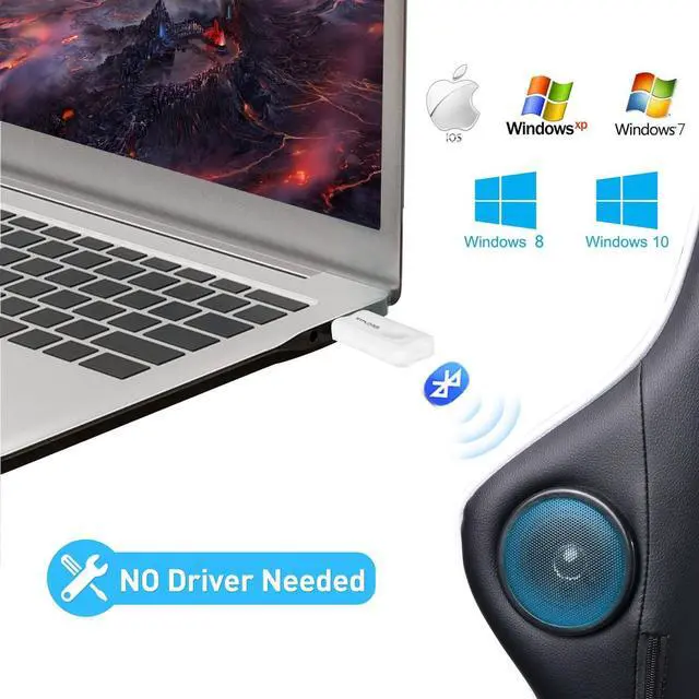 Alt view image 2 of 6 - Bluetooth 5.1 USB Adapter Wireless Audio Dongle for PC, Laptop, PS4, Switch, Headphones, for Music Gaming Chair and Recliner, Single Device Connection