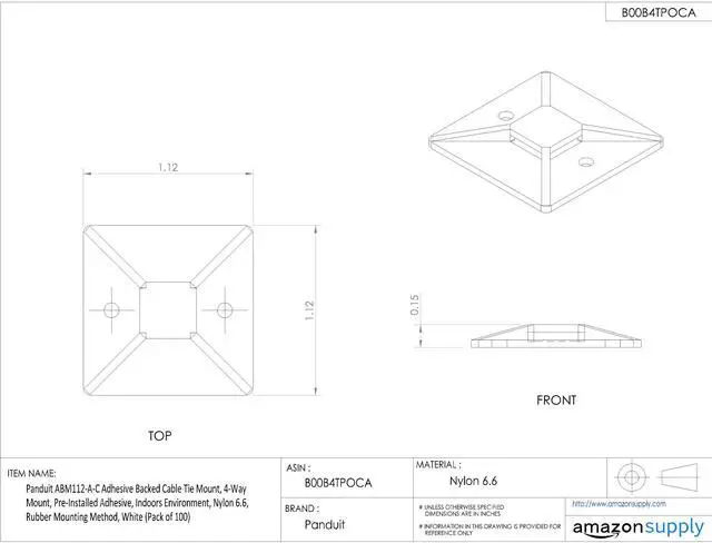 Alt view image 3 of 3 - ABM112-A-C Cable Tie Mounts - Adhesive Backed (Pack of 100)
