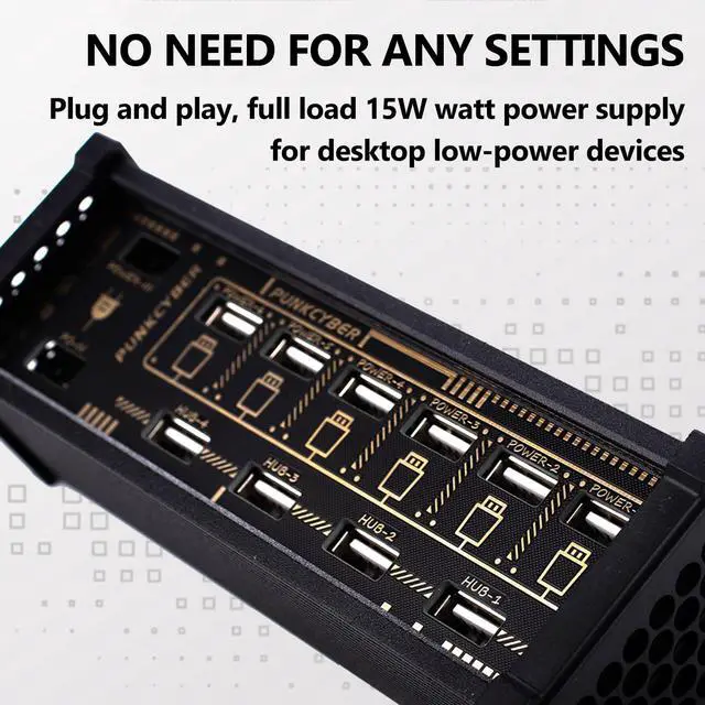 Alt view image 2 of 7 - 6 Ports USB C Splitter, 6 Port USB Docking Station, Voice Control Function, Data Transmission, 9 USB Convenient Input Ports, for Phones, Tablets, and Gadgets