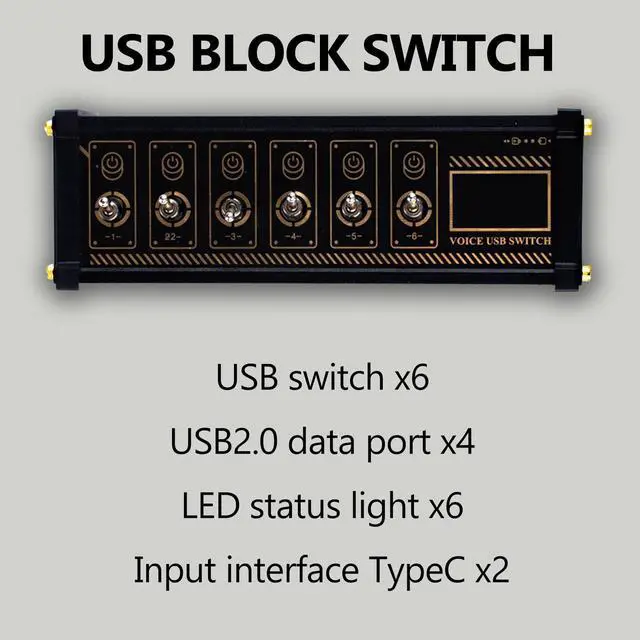 Alt view image 6 of 7 - 6 Ports USB C Splitter, 6 Port USB Docking Station, Voice Control Function, Data Transmission, 9 USB Convenient Input Ports, for Phones, Tablets, and Gadgets