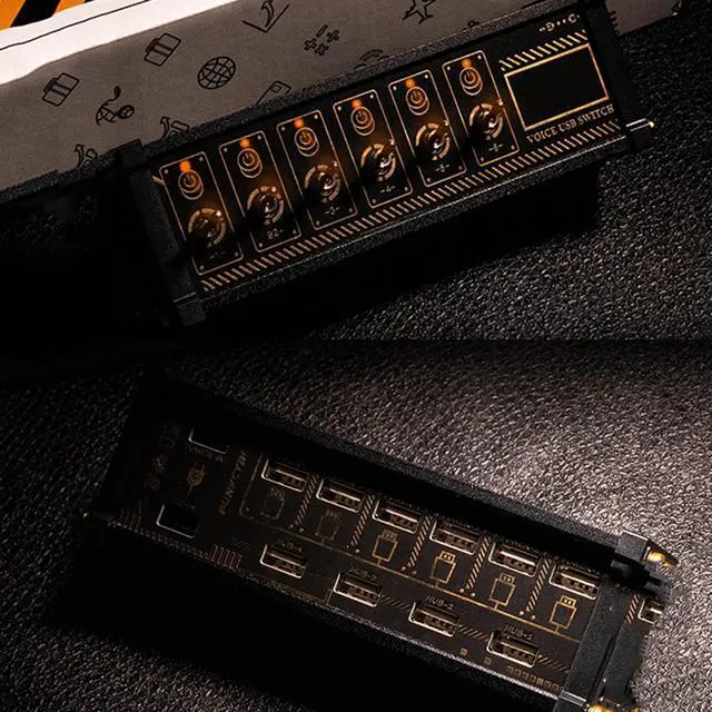 Alt view image 7 of 7 - 6 Ports USB C Splitter, 6 Port USB Docking Station, Voice Control Function, Data Transmission, 9 USB Convenient Input Ports, for Phones, Tablets, and Gadgets