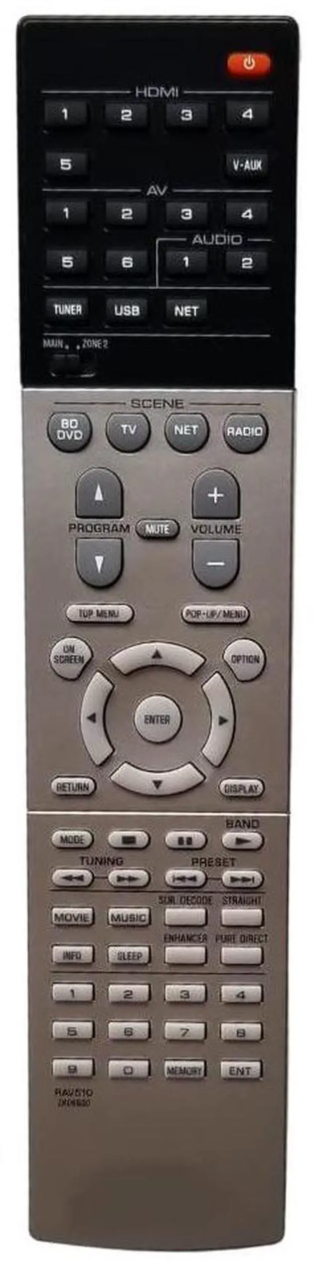 Main image of OEM Yamaha Replacement Audio Receiver Remote Control Shipped with: RXA740, RX-V740, RXV677, RX-V677