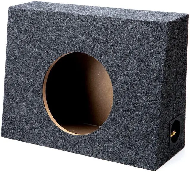 Main image of 10" Inch Truck Sub Box Single Subwoofer Enclosure Regular Cab 5/8" MDF ASC | Wedge design fits behind standard pickup seats, punchy bass upgrade for factory audio, easy speaker wire hookup