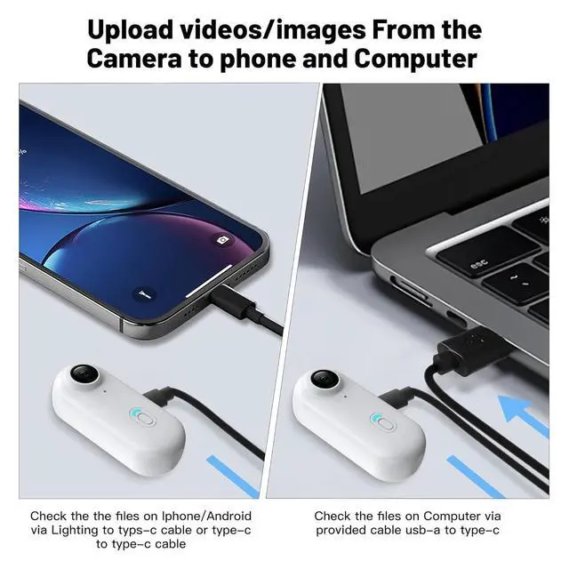 Alt view image 7 of 7 - 4K HD Mini WIFI Action Camera, Thumb-Sized POV Portable Body Camera,Wearable Sport Cam,with Magnetic Lanyard,360°Rotatable Clip, Suitable for Cycling, Motorcycle, Pets, and Vlogging (4k-wht-128g)