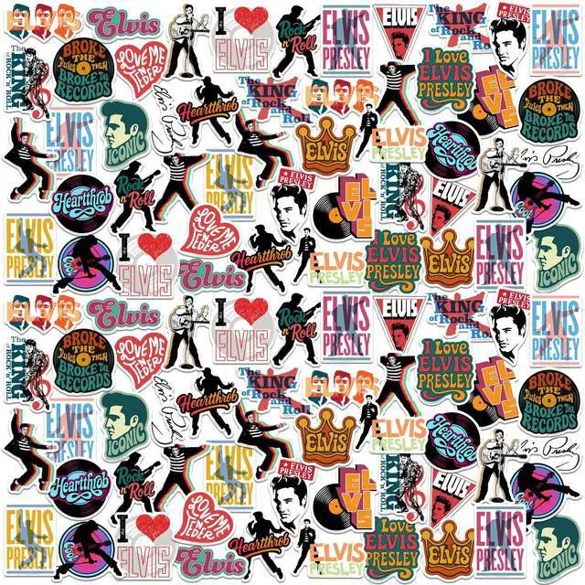 Main image of Elvis Presley Iconic 100 Vinyl Stickers Waterproof Die-Cut Decals Laptop