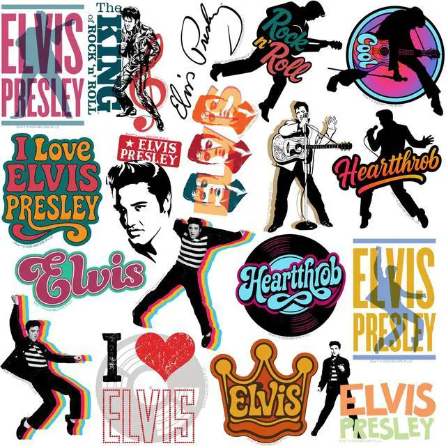 Alt view image 3 of 6 - Elvis Presley Iconic 100 Vinyl Stickers Waterproof Die-Cut Decals Laptop