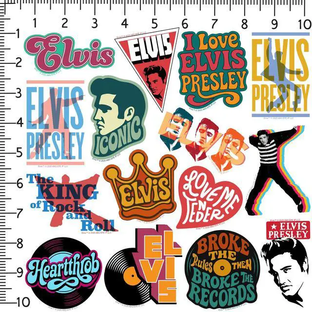 Alt view image 2 of 6 - Elvis Presley Iconic 100 Vinyl Stickers Waterproof Die-Cut Decals Laptop