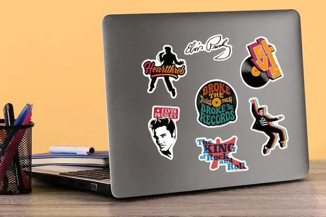 Alt view image 5 of 6 - Elvis Presley Iconic 100 Vinyl Stickers Waterproof Die-Cut Decals Laptop