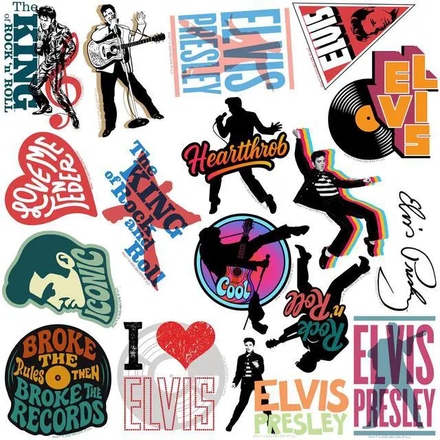 Alt view image 4 of 6 - Elvis Presley Iconic 100 Vinyl Stickers Waterproof Die-Cut Decals Laptop