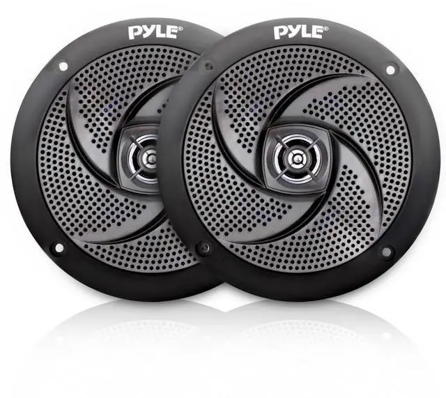 Main image of Marine Speakers - 4 Inch 2 Way Waterproof and Weather Resistant Outdoor Audio Stereo Sound System with 100 Watt Power and Low Profile Slim Style Design - 1 Pair - PLMRS4B (Black)