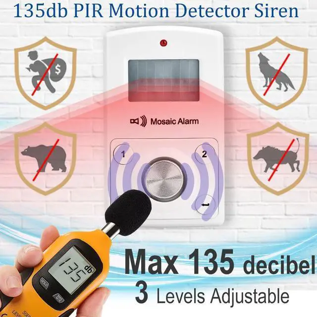 Alt view image 5 of 7 - 135dB Freestanding Keypad Motion Sensor Intruder Burglar Alarm for Indoor Home Security. Portable Battery Operated Alert for Travel, Camp. Cordless Loud Sound PIR Motion Detector Garage Shed Siren