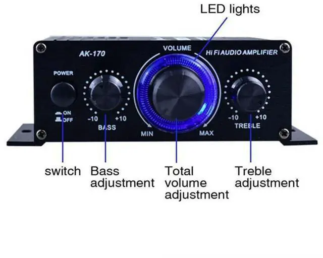 Alt view image 4 of 7 - 400W 12V 2 Channel Powerful Stereo Audio Power Amplifier HiFi Bass Amp Car Home