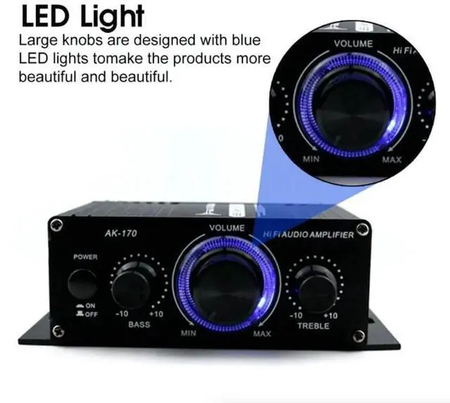 Alt view image 6 of 7 - 400W 12V 2 Channel Powerful Stereo Audio Power Amplifier HiFi Bass Amp Car Home