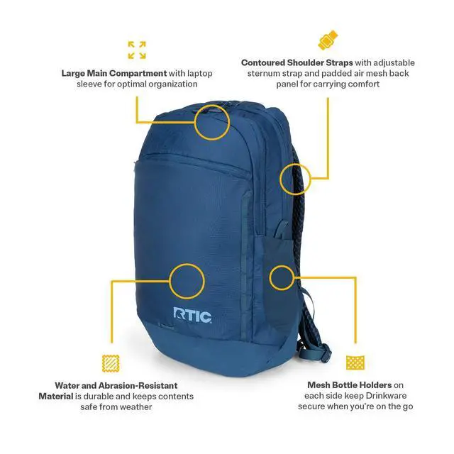 Alt view image 3 of 7 - Road Trip Backpack Bag for Hiking, Travel, Computer, Business, Work, Commuting, Men, Women, Adults, Large, with Laptop Sleeve, Navy & Denim