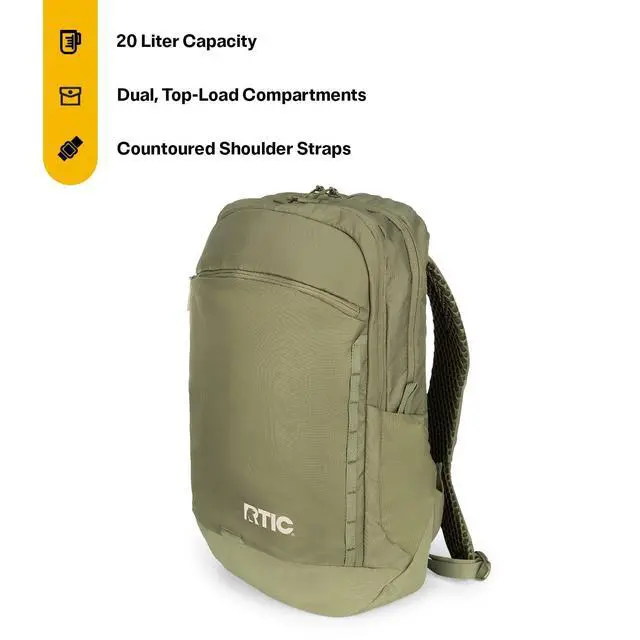 Alt view image 2 of 7 - Road Trip Backpack Bag for Hiking, Travel, Computer, Business, Work, Commuting, Men, Women, Adults, Large, with Laptop Sleeve, Olive & Beach
