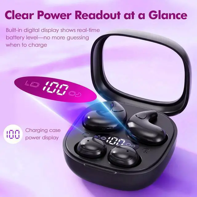 Alt view image 4 of 6 - Mini Invisible Earbuds, Wireless Sleep Earbuds for Sleeping, Small Flat Hidden Earbuds for Side Sleepers, Discreet in-Ear Headphones for Small Ear Canals, Women & Work (Black)