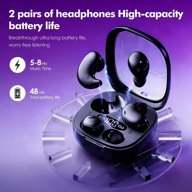 Alt view image 6 of 6 - Mini Invisible Earbuds, Wireless Sleep Earbuds for Sleeping, Small Flat Hidden Earbuds for Side Sleepers, Discreet in-Ear Headphones for Small Ear Canals, Women & Work (Black)