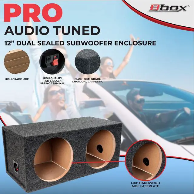 Alt view image 5 of 6 - Bbox Dual Sealed 12 Inch Subwoofer Enclosure - Pro Audio Tuned Dual Sealed Car Subwoofer Boxes & Enclosures - Premium Subwoofer Box Improves Audio Quality, Sound & Bass - Spring Terminals