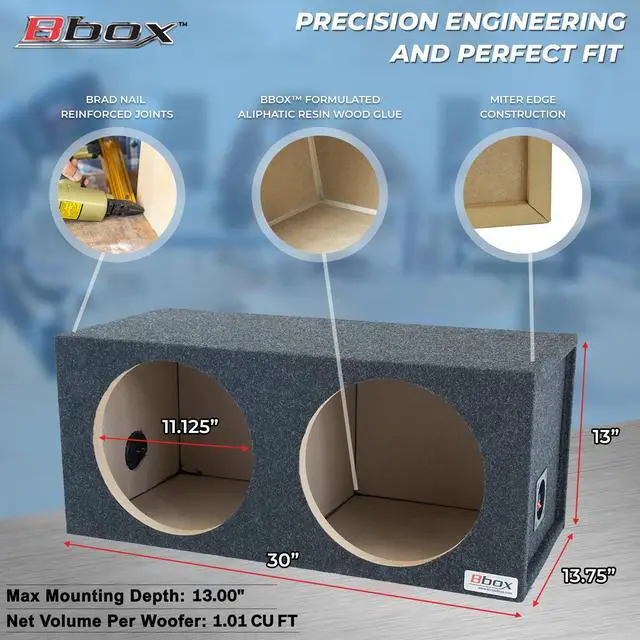 Alt view image 4 of 6 - Bbox Dual Sealed 12 Inch Subwoofer Enclosure - Pro Audio Tuned Dual Sealed Car Subwoofer Boxes & Enclosures - Premium Subwoofer Box Improves Audio Quality, Sound & Bass - Spring Terminals