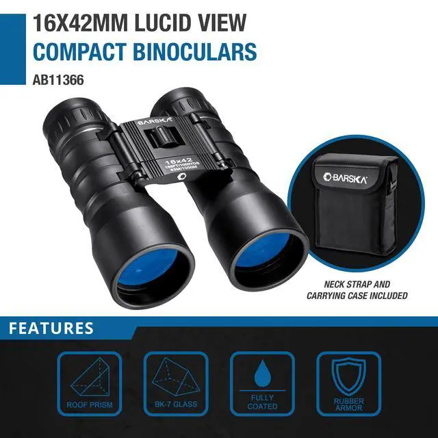 Alt view image 3 of 7 - Lucid View 16x42 Classic Compact Binoculars for Outdoor Travel Hunting Hiking Events