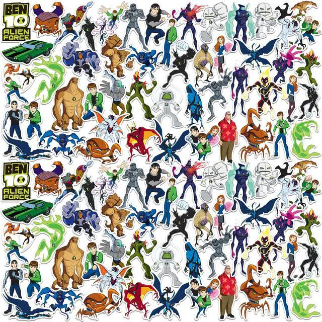 Main image of Ben 10 Alien Force Characters 100 Vinyl Stickers Waterproof Die-Cut Decals